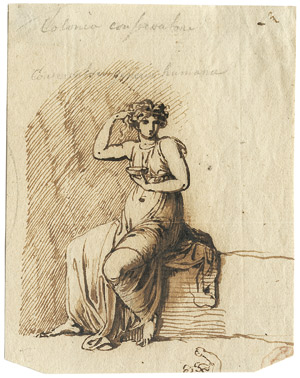 Lot 6305, Auction  102, Abildgaard, Nicolai Abraham, Sitzende antike Frauenfigur mit Schale in der Hand