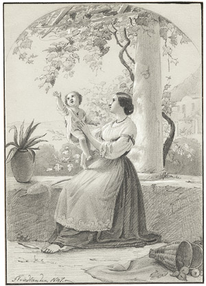 Lot 6433, Auction  102, Friedländer, Julius, Eine Mutter mit ihrem Kind auf einer Terrasse sitzend auf Capri