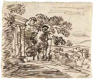 Lot 6464, Auction  102, Kobell, Franz, Baumbestandene Landschaft mit Ruinen