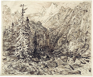 Lot 6534, Auction  102, Wagner, Carl, Alpenlandschaft mit Gebirgsbach und schneebedeckten Gipfeln