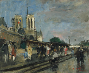 Lot 8208, Auction  102, Gall, François, Bouquinisten am Quai Saint-Michel, mit Blick auf Notre-Dame