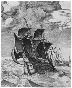 Lot 5038, Auction  103, Bruegel, Pieter d. Ä. - nach, Ein niederländisches Frachtschiff und ein Boeier