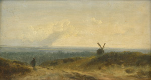 Lot 6123, Auction  103, Wells, James, Wanderer in Landschaft mit Windmühle