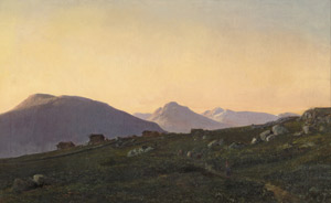 Lot 6124, Auction  103, Dänisch, um 1877. Gebirgslandschaft bei Sonnenaufgang