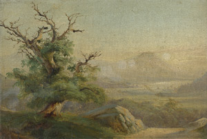 Lot 6131, Auction  103, Deutsch, 1840. Einzelner Baum in weiter Hügellandschaft