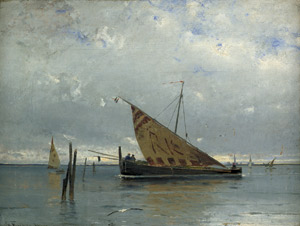 Lot 6155, Auction  103, Fischer, Eduard, Venezianisches Marktboot in der Lagune vor Venedig