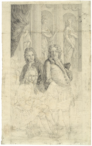 Lot 6316, Auction  103, Österreichisch, um 1780. Gruppenbildnis mit Zeichner in einem Festsaal