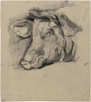 Lot 6368, Auction  103, Roed, Jørgen, Studie eines Schweins, die Ohren gespitzt