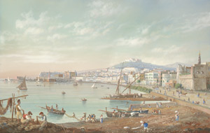 Lot 6443, Auction  103, La Pira, Gioacchino, Fischboote im Porto di Napoli, im Hintergrund der Vomero mit dem Cortesa di San Martino. 