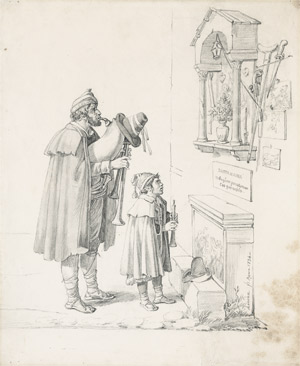 Lot 6444, Auction  103, Lindau, Dietrich Wilhelm, Zwei Pifferari vor einem Bildstock der Maria