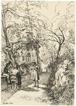 Lot 6460, Auction  103, Reutern, Gerhardt Wilhelm von, Der zeichnende Künstler bei der Kirche von Montreux