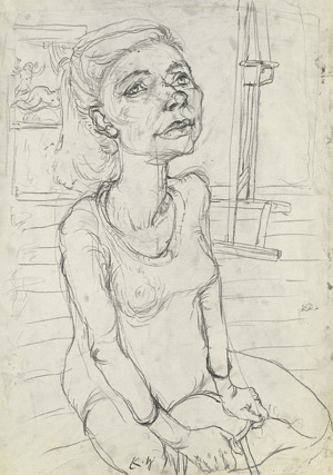 Lot 7334, Auction  103, Monogrammist KH, Sitzende Frau im Hemd, den Kopf erhoben 