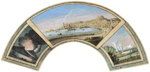 Lot 173, Auction  104, Neapolitanischer Pergamentfächer, Veduta d'una parte di Napoli. Gouache auf Pergament