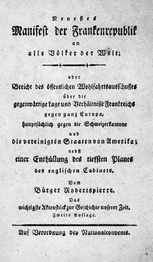 Lot 190, Auction  104, Robespierre, Maximilien de, Neuestes Manifest der Frankenrepublik