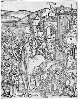 Lot 1009, Auction  104, Vergilius Maro, Publius, Trojanisches Pferd. Einzelblatt aus den Opera. Straßburg 1502