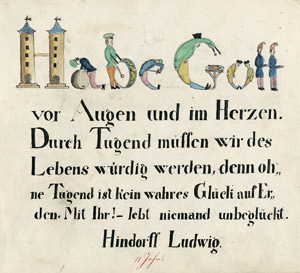 Lot 1017, Auction  104, Schreibmeisterbuch, Teils mit kolorierten Einträgen.