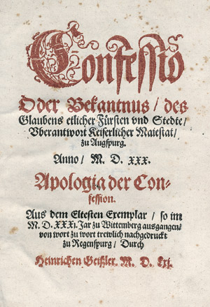 Lot 1039, Auction  104, Confessio oder Bekantnus, des Glaubens etlicher Fürsten und Stedte,