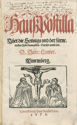 Lot 1066, Auction  104, Luther, Martin, Haußpostilla 