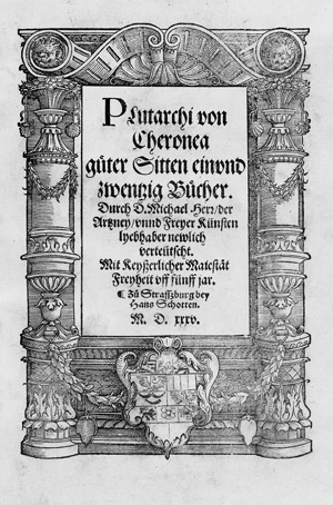 Lot 1073, Auction  104, Plutarch von Cheronea, Guter Sitten einundzwenzig Bücher