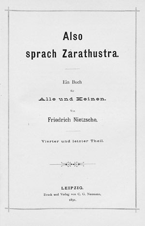 Lot 2150, Auction  104, Nietzsche, Friedrich, Also sprach Zarathustra. + Dionysos-Dithyramben