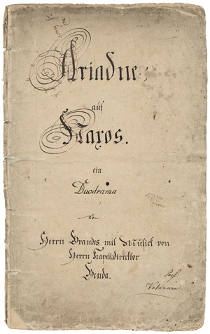 Lot 2856, Auction  104, Benda, Georg Anton, Musikmanuskript des Duodramas "Ariadne auf Naxos"