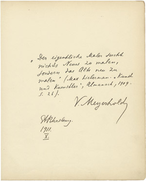 Lot 2896, Auction  104, Meyerhold, Wsewolod, Albumblatt 1911