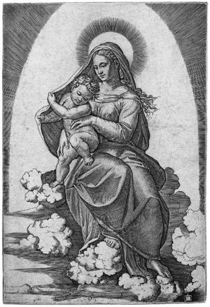 Lot 5205, Auction  104, Raimondi, Marcantonio, Madonna mit Kind auf Wolken