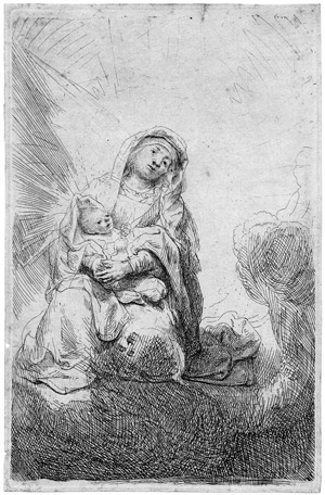 Lot 5215, Auction  104, Rembrandt, Maria mit dem Christkinde in den Wolken