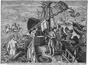 Lot 5265, Auction  104, Stradanus, Johannes - nach, Americae Retectio - Christophorus Columbus auf seinem Schiff