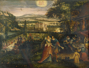 Lot 6002, Auction  104, Flämisch, um 1620. Festgesellschaft mit elegantem Paar und Musikern in einem Palastgarten