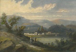Lot 6046, Auction  104, Deutsch, um 1840. Flusslandschaft mit Staffage