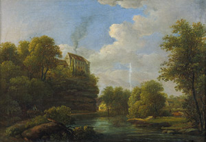 Lot 6047, Auction  104, Dresdener Schule, um 1820. Blick auf Schloss Lohmen in der Sächsischen Schweiz