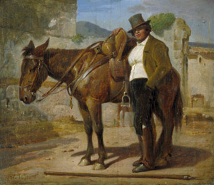Lot 6056, Auction  104, Habbe, Nicolai François, Italienischer Reiter mit Zylinder, Lanze und Pferd