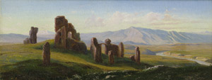 Lot 6095, Auction  104, Dänisch, 19. Jh. Römische Campagna mit Ruine und Bergen