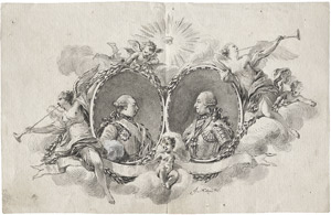 Lot 6328, Auction  104, Melling, Joseph, Allegorisches Allianzbildnis zweier Fürsten