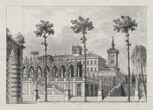 Lot 6363, Auction  104, Gonzaga, Pietro di Gottardo, Szenographischer Entwurf mit Blick auf die Gartenterrasse eines Palastes