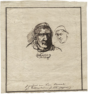 Lot 6500, Auction  104, Rumohr, Carl Friedrich, Bildnis eines Mannes mit Schnurrbart und Kappe sowie eine weitere Kopfstudie