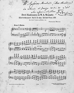Lot 704, Auction  105, Busoni, Ferruccio, Zwei Kadenzen zu W. A. Mozarts Klavierkonzert. Widmungsexemplar.