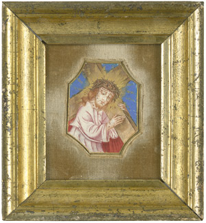 Lot 1007, Auction  105, Schmerzensmann, Christus mit dem Kreuz. Handschriftenminiatur auf Pergament