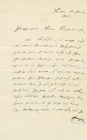 Lot 2345, Auction  105, Virchow, Rudolf, Brief 1882
