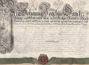 Lot 2365, Auction  105, Zeugnis 1713, eines Frankfurter Spezereien-Händlers