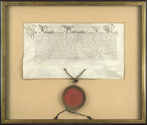 Lot 2410, Auction  105, Ferdinand II., röm.-dt. Kaiser, Urkunde 1626 (Belehnung Brandenburgs mit Pommern)