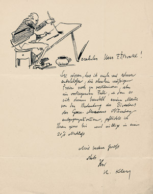 Lot 2442, Auction  105, Kley, Heinrich, Brief mit Federzeichnung 