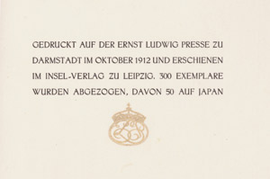 Lot 3148, Auction  105, Goethe, Johann Wolfgang von und Ernst Ludwig Presse, Trilogie der Leidenschaft. ELP 1912