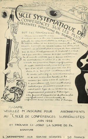 Lot 3579, Auction  105, Cycle systématique de conférences und Surrealismus, sur les plus récentes positions du Surréalisme