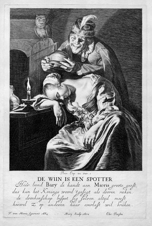 Lot 5015, Auction  105, Bary, Hendrik, "De Wiin is een spotter" - Allegorie der Trunksucht