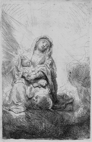 Lot 5215, Auction  105, Rembrandt Harmensz. van Rijn, Maria mit dem Christkinde in den Wolken