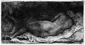 Lot 5762, Auction  105, Rembrandt Harmensz. van Rijn, Liegende nackte Frau - La négresse couchée