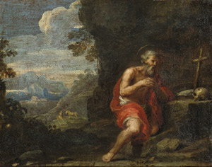 Lot 6026, Auction  105, Italienisch, 17. Jh. Landschaft mit dem hl. Hieronymus