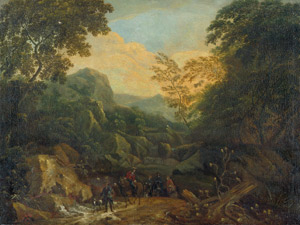 Lot 6039, Auction  105, Faistenberger, Joseph - zugeschrieben, Jagdgesellschaft auf einem Waldweg im Vorgebirge